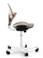quick ship hag capisco puls 8020 saddle chair - pink shell - sprint pink fabric - white base - side view