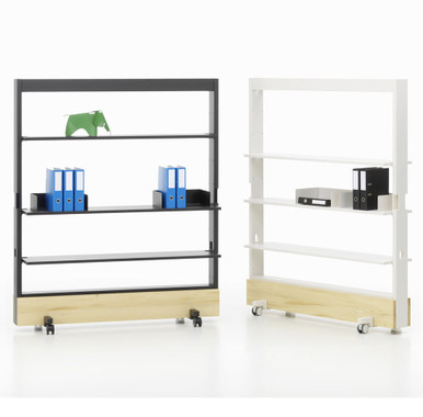 Vitra Dancing Wall Mobile Partitions - Shelving - Basic Dark & Soft Light - Natural Spruce