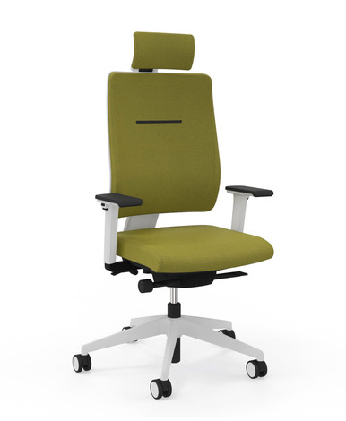 Viasit Toleo Task Chair 651-2000 - Upholstered Back - Light grey with optional armrests and headrest - Front view
