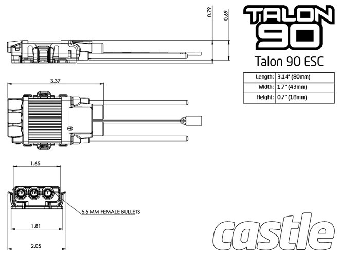 010-0097-00] CASTLE CREATIONS TALON 90A ESC w/HIGH OUTPUT 20A BEC