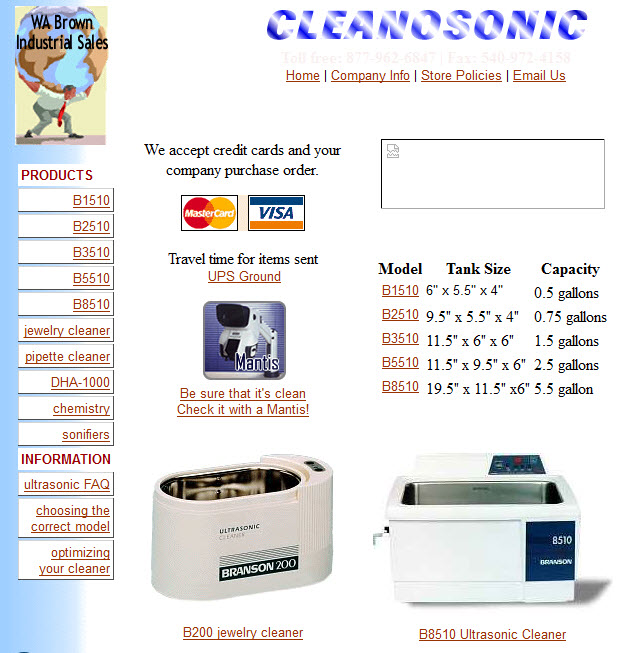 Cleanosonic.com circa 2001