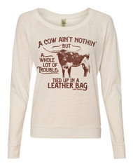 Cow Trouble Slouchy Pullover