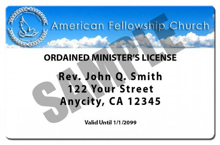 Ordained Minister License Front
