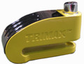 TRIMAX-ALARMED DISC LOCK WITH 8MM PIN W/ POUCH & REMINDER CABLE, YELLOW/BLACK