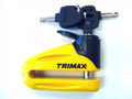 TRIMAX Hardened Metal Disc Lock 10MM PIN (Long Throat) w/ Pouch - YELLOW