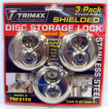 TRIMAX Stainless Steel 70MM Round Padlock w/ 10MM Shackle 3-PACK KEYED ALIKE