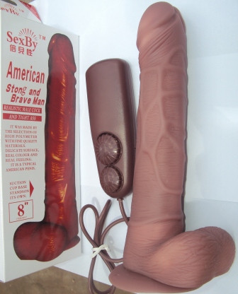 SexBy's Vibrating and Rotating Realistic Cock with Suction Cup - Dark Skin, Exclusive on www.masalatoys.com