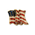 Goldplate and enamel American flag tie tack