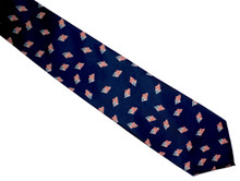 Patriotic tie in Navy with small American flag motifs