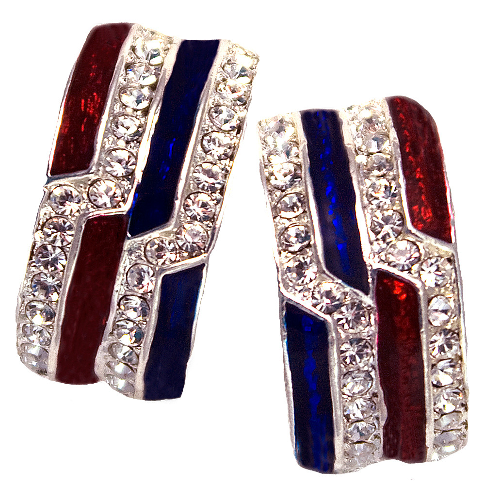 red white and blue crystal earrings