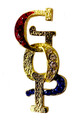 Republican GOP Pin - Red, white and blue Swarovski crystals and gold-plate interlink the word GOP interlink the word GOP. (1¼”H x ½"W)