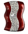 Diamond-like Swarovski crystals with red enamel and a Silver star Service Banner brooch/pin.