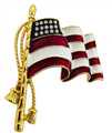 American flag brooch/pin with red and white enamel stripes.