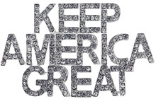 A great brooch/pin to wear on clothing or pin to a cap or handbag to show your love for America. The "Keep America Great" letters have small white crystals that sparkle like diamonds.