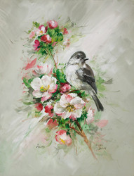 Flycatcher and Blossoms- Artist Proof