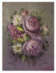 Red Violet Roses on canvas board.