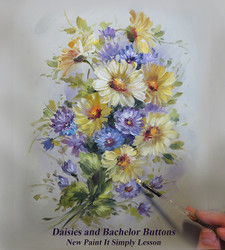 P1103 Daisies and Bachelor Buttons- Printed