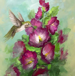 Hummingbird and Hollyhocks (Download Only)