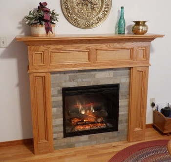 Savannah with an electric fireplace shown in stained red oak.