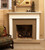 An optional mantel design, with extended leg returns, and a top shelf notched by the customer to fit around a brick wall