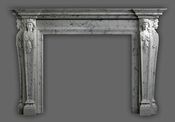 The Italian Renaissance inspired the design of this marble mantel.