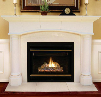 The Barrington is an arched, thin cast stone mantel