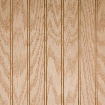 Oak veneer plywood paneling.