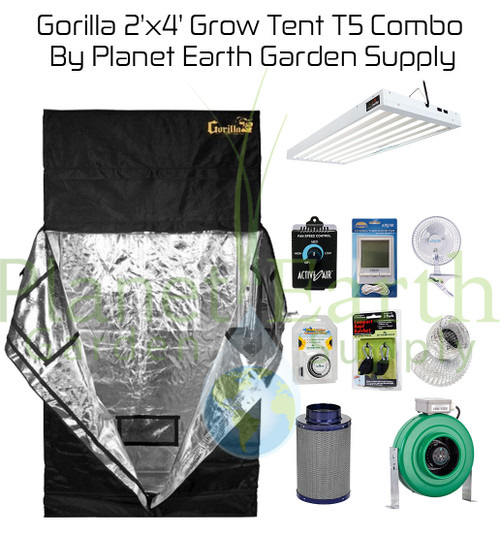 2' x 4' Gorilla Grow Tent 324W T5 Combo Package #1