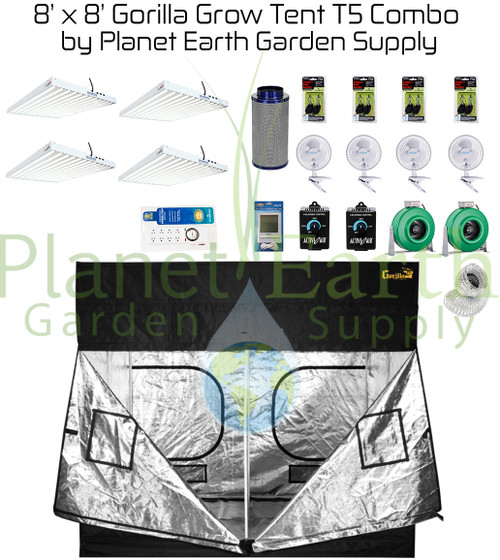 8' x 8' Gorilla Grow Tent Kit 2592W T5 Combo Package #1 (GGT88T5C1)