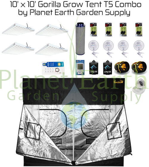10' x 10' Gorilla Grow Tent Kit 2592W T5 Combo Package #1 (GGT1010T5C1)