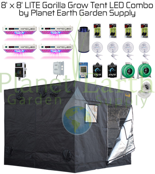 8' x 8' Gorilla Grow Tent LITE Kit KIND LED QUAD XL750 Combo Package #1