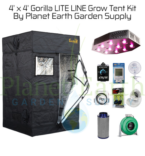 4' x 4' Custom Gorilla LITE Grow Tent Kit (GGTLT44LEDHYDRO)