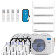 MRCOOL DIY GEN 4 48000 Btu Ductless Mini Split Air Conditioner with Heat Pump - 4 Zone Wall Mounted 9K+9K+9K+12K with Two 25 and Two 75 Foot Install Kits, DIY Pro Cable, & Enhanced Wifi Connectivity, 230 Volts