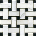 Marble Basketweave Tile in White Statuary and Black Honed