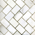 1 x 2 Marble Herringbone Tile in White Statuary Honed