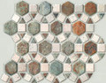 Multi color pin wheel slate mosaic