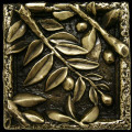 Metal decorative tile 4 x4 Olives Leaves