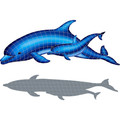 Dolphin pair with shadow mosaic pool inlay 