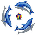 Dolphin with shadow and multicolor ball mosaic pool inlay 48 inches