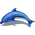 Dolphin left with shadow mosaic pool inlay 25"x 40"