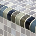 Glass Tile Mosaic Pool tile. Crystal  Black Charcoal Gray Taupe Blend Trim 1x2