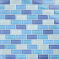 Glass Tile Mosaic Pool tile. Crystal Turquoise Cobalt Blue Blend 1x2