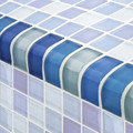 Glass Tile Mosaic Pool tile. Crystal Turquoise Cobalt Blue Blend Trim 1x2