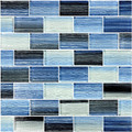 Glass Tile Mosaic Pool tile. Mirage Blue Black Blend 1x2