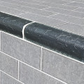 Glass Tile Mosaic Pool tile. Moonscape black trim 2x6