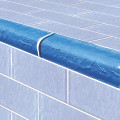 Glass Tile Mosaic Pool tile. Moonscape blue trim 2x6