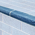 Glass Tile Mosaic Pool tile. Moonscape Steel Blue trim 2x6