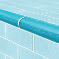 Glass Tile Mosaic Pool tile. Moonscape Turquoise trim 2x6