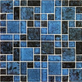 Glass Tile Mosaic Pool tile. Nightfall Azure Black Mix