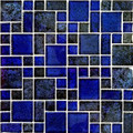 Glass Tile Mosaic Pool tile. Nightfall Cobalt Black Mix